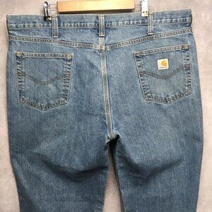 Carhartt Mens Jeans Relaxed‎ Fit Blue size 42x30 Work Denim Trades Triple Stitch